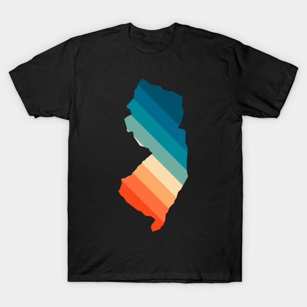 New Jersey State Retro Map T-Shirt by n23tees